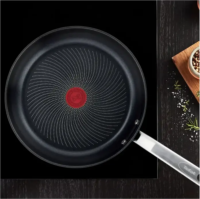 Tefal Intuition B8170544 Stainless Steel Non-Stick Frypan, Titanium Coating, Thermo-Fusion Integral Base, 26 cm, Grey