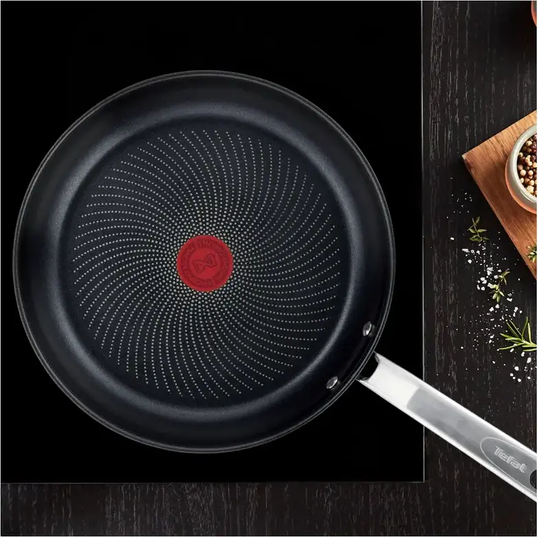 Tefal Intuition B8170544 Stainless Steel Non-Stick Frypan, Titanium Coating, Thermo-Fusion Integral Base, 26 cm, Grey