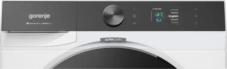 Стиральная машина Gorenje WG894A1P1 с фронтальной загрузкой, 9 кг, класс энергопотребления A, 1400 об/мин, Inverter PowerDrive, автодозировка, пар, белая/черная