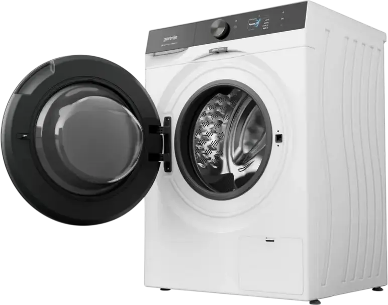 Стиральная машина Gorenje WG894A1P1 с фронтальной загрузкой, 9 кг, класс энергопотребления A, 1400 об/мин, Inverter PowerDrive, автодозировка, пар, белая/черная