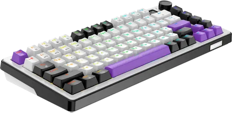 HATOR Hellyberry HK75 75% Compact Mechanical Keyboard, Wireless Tri-mode Wireless/Bluetooth/USB, Pre-lubed Linear Switches, Hot-swappable, RGB Lighting & Knob