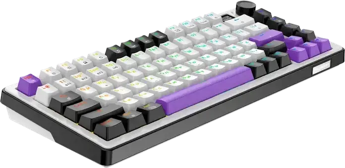 HATOR Hellyberry HK75 75% Compact Mechanical Keyboard, Wireless Tri-mode Wireless/Bluetooth/USB, Pre-lubed Linear Switches, Hot-swappable, RGB Lighting & Knob
