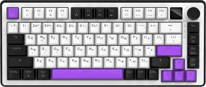 HATOR Hellyberry HK75 75% Compact Mechanical Keyboard, Wireless Tri-mode Wireless/Bluetooth/USB, Pre-lubed Linear Switches, Hot-swappable, RGB Lighting & Knob