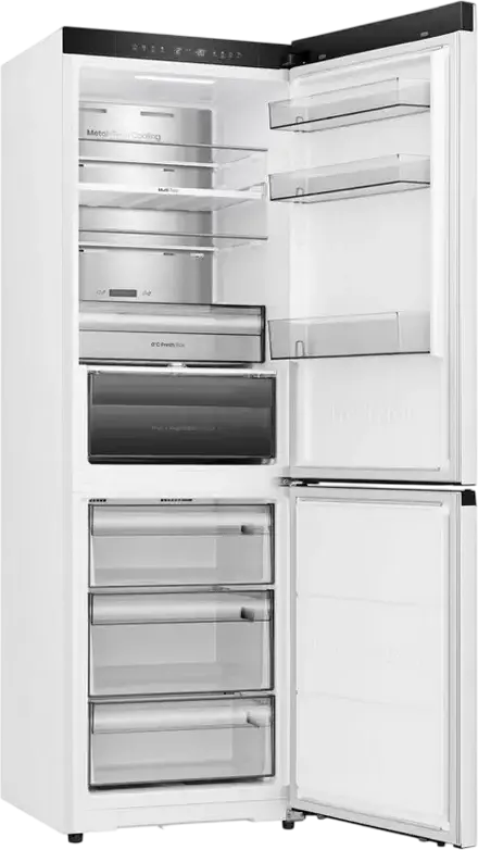 Hisense RB3K330SAIC Freestanding Combi Refrigerator, Total No Frost, 330L, Inverter Compressor, Metal-Tech Cooling, Wi-Fi Control, White, 185cm