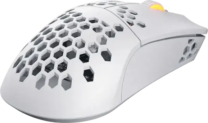 HATOR Stellar HN051 Wireless Gaming Mouse, White, Tri-mode 2.4GHz/Bluetooth 5.4/Wired, 12000 DPI Optical Sensor, 6 Buttons, RGB, Honeycomb Shell, 54g