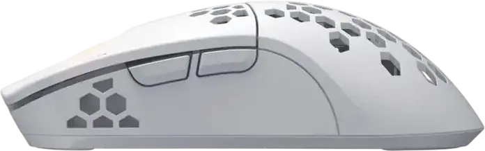 HATOR Stellar HN051 Wireless Gaming Mouse, White, Tri-mode 2.4GHz/Bluetooth 5.4/Wired, 12000 DPI Optical Sensor, 6 Buttons, RGB, Honeycomb Shell, 54g