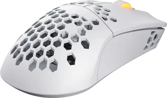 HATOR Stellar HN051 Wireless Gaming Mouse, White, Tri-mode 2.4GHz/Bluetooth 5.4/Wired, 12000 DPI Optical Sensor, 6 Buttons, RGB, Honeycomb Shell, 54g