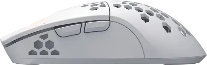 HATOR Stellar HN051 Wireless Gaming Mouse, White, Tri-mode 2.4GHz/Bluetooth 5.4/Wired, 12000 DPI Optical Sensor, 6 Buttons, RGB, Honeycomb Shell, 54g