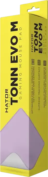 Pad Gaming HATOR Tonn EVO, Dimensiune Medium 360x300x4mm, Suprafata Textil, Baza din Cauciuc Natural Antiderapanta, Margini Cusute, Violet