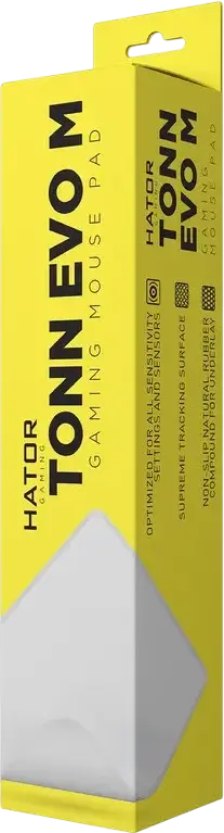 Игровой коврик для мыши HATOR Tonn EVO, Medium 360x300x4мм, Белая Текстильная Поверхность, Противоскользящее Основание из Натурального Каучука, Прошитые Края