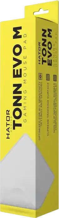 Игровой коврик для мыши HATOR Tonn EVO, Medium 360x300x4мм, Белая Текстильная Поверхность, Противоскользящее Основание из Натурального Каучука, Прошитые Края