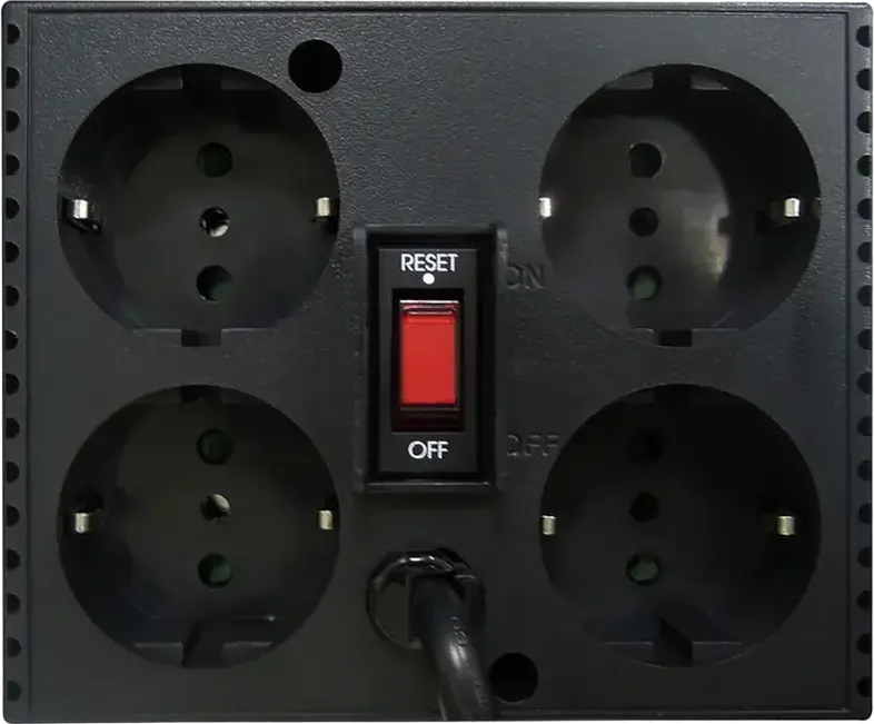 Стабилизатор напряжения Powercom TCA-1200, 1200ВА / 600Вт, однофазный, выход 240В, 4 розетки Schuko CEE 7/4, защита от перегрузок и скачков напряжения, черный