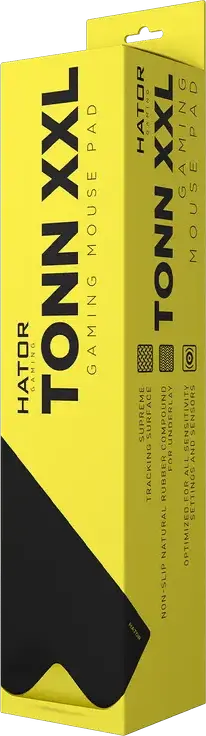 Pad Gaming HATOR Tonn XXL, 900x420x4 mm, Suprafață Textilă Neagră, Bază din Cauciuc Natural Anti-alunecare, Optimizat pentru Toți Senzorii
