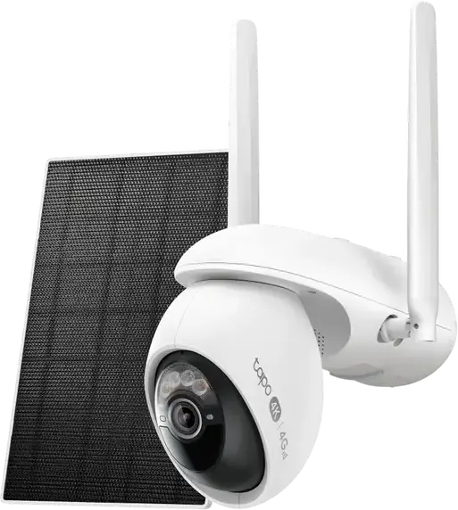 TP-Link Tapo C665G KIT Solar-Powered 4K Security Camera Set of 2 Pieces, Pan/Tilt 360 AI Tracking, 4G LTE & Dual-band Wi-Fi, IP65 Weatherproof, White
