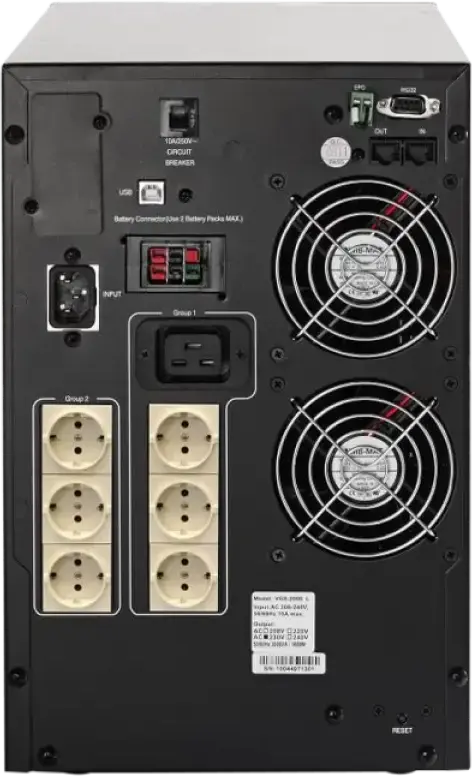 ИБП PCM VGS-3000 Online 3000ВА 2700Вт Источник Бесперебойного Питания Tower с LCD-дисплеем, 6 розетками, портами USB и RS232, Черный