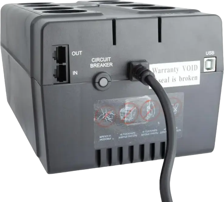Powercom CUB-850E Offline UPS 850VA 510W, 8 Schuko Outlets, USB, RJ11/RJ45, Green Mode Energy Saving, Tower Form Factor, Black