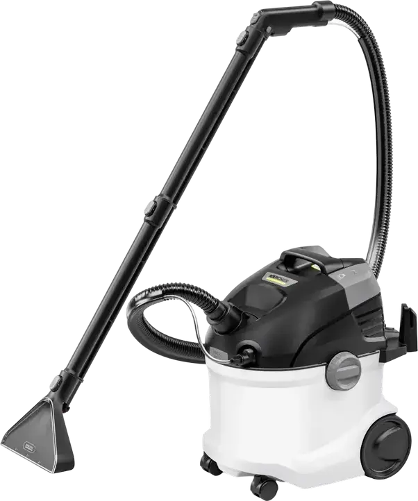 Karcher SE 5 Spray-Extraction Vacuum Cleaner, 1000W Wet and Dry Deep Cleaner for Carpets and Upholstery, Telescopic Pipe, White and Black