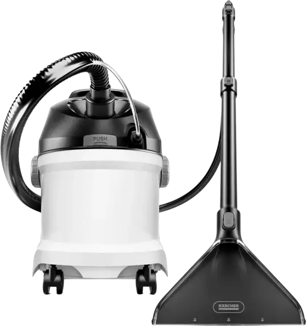 Karcher SE 5 Spray-Extraction Vacuum Cleaner, 1000W Wet and Dry Deep Cleaner for Carpets and Upholstery, Telescopic Pipe, White and Black