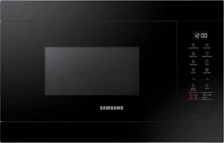 Cuptor cu microunde incorporabil cu grill Samsung MG22M8254AK/E2, 22L, 850W, Ceramic Inside, Defrost Rapid, Mod Eco, Negru