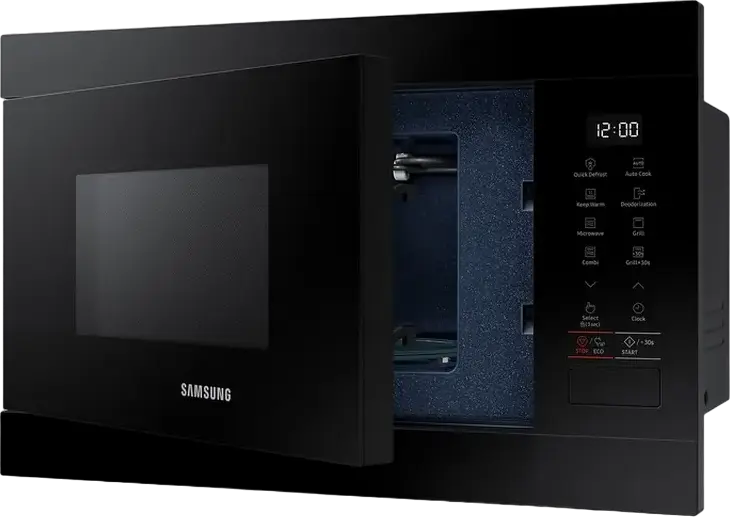Cuptor cu microunde incorporabil cu grill Samsung MG22M8254AK/E2, 22L, 850W, Ceramic Inside, Defrost Rapid, Mod Eco, Negru