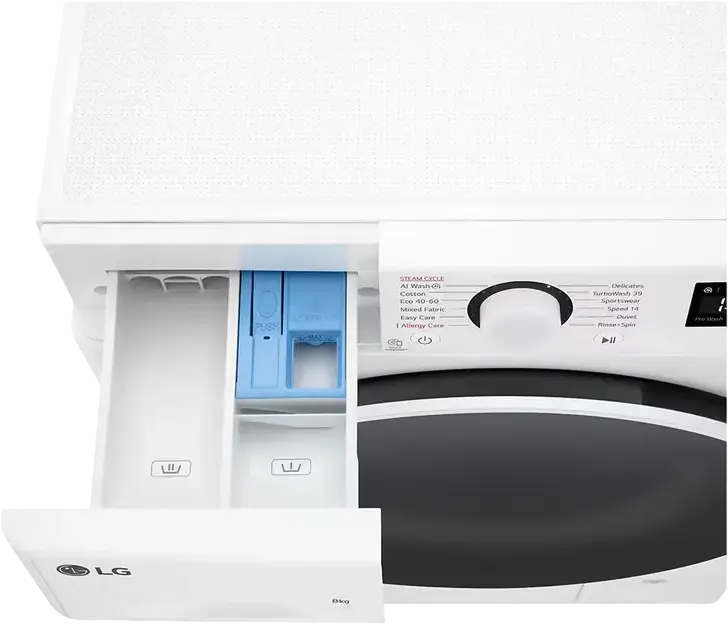 Masina de spalat rufe cu incarcare frontala LG F2WR508S0W, Capacitate 8 kg, AI DD Inverter Direct Drive, Clasa Energetica A, 1200 RPM, LG Steam, ThinQ, Alb