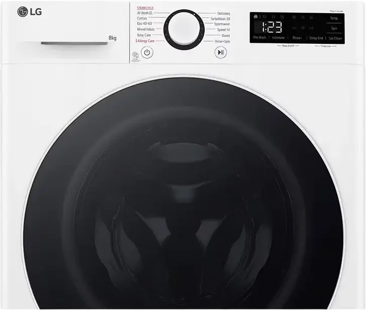 Masina de spalat rufe cu incarcare frontala LG F2WR508S0W, Capacitate 8 kg, AI DD Inverter Direct Drive, Clasa Energetica A, 1200 RPM, LG Steam, ThinQ, Alb