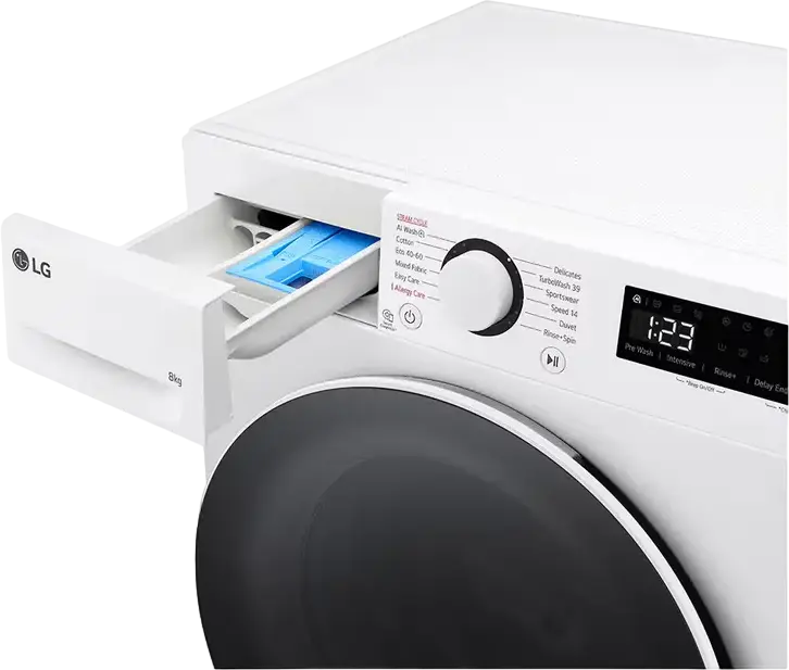Masina de spalat rufe cu incarcare frontala LG F2WR508S0W, Capacitate 8 kg, AI DD Inverter Direct Drive, Clasa Energetica A, 1200 RPM, LG Steam, ThinQ, Alb
