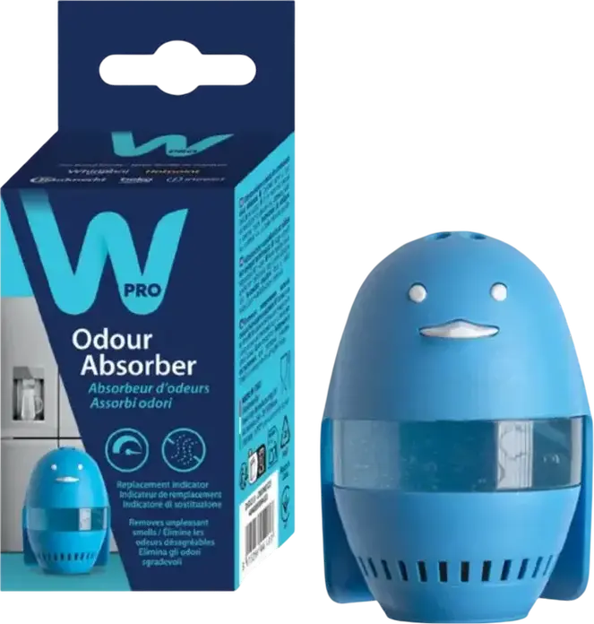 Absorbant de mirosuri pentru frigider W Pro Penguin PNG025, Gel cu carbune activ, Indicator de schimbare, Compatibil cu Whirlpool, Hotpoint, Indesit, LG, Electrolux, 1 bucata