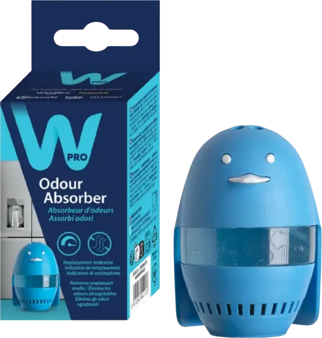Absorbant de mirosuri pentru frigider W Pro Penguin PNG025, Gel cu carbune activ, Indicator de schimbare, Compatibil cu Whirlpool, Hotpoint, Indesit, LG, Electrolux, 1 bucata