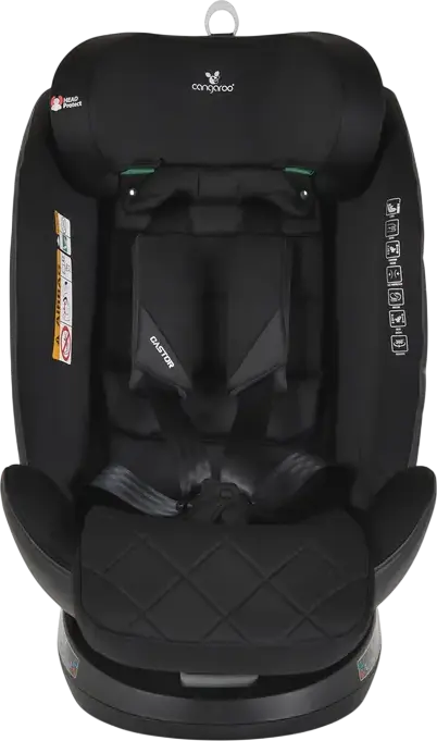Cangaroo Castor i-Size 360 Universal Child Car Seat, Black, 0-36 kg, 40-150 cm, 0-12 Years, ISOFIX, 360 Degree Rotation, R129 Safety Standard, Side-Impact Protection