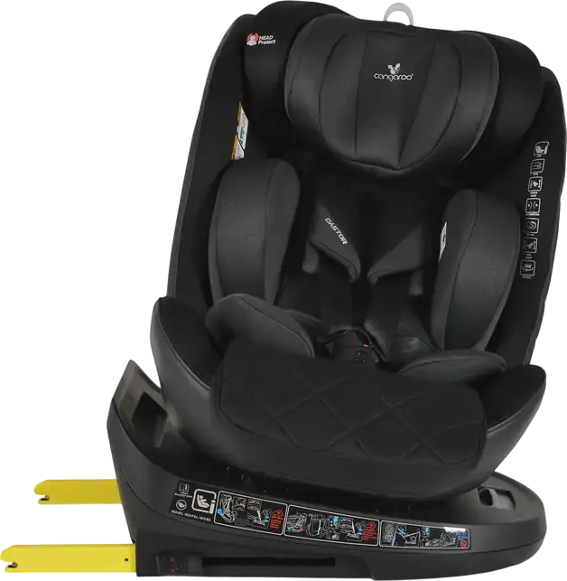 Cangaroo Castor i-Size 360 Universal Child Car Seat, Black, 0-36 kg, 40-150 cm, 0-12 Years, ISOFIX, 360 Degree Rotation, R129 Safety Standard, Side-Impact Protection
