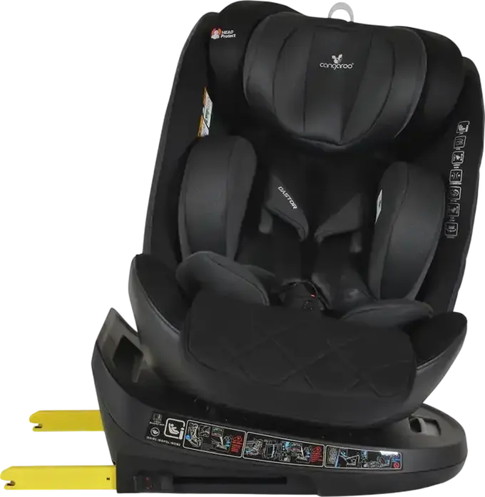 Cangaroo Castor i-Size 360 Universal Child Car Seat, Black, 0-36 kg, 40-150 cm, 0-12 Years, ISOFIX, 360 Degree Rotation, R129 Safety Standard, Side-Impact Protection