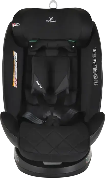 Cangaroo Castor i-Size 360 Universal Child Car Seat, Black, 0-36 kg, 40-150 cm, 0-12 Years, ISOFIX, 360 Degree Rotation, R129 Safety Standard, Side-Impact Protection