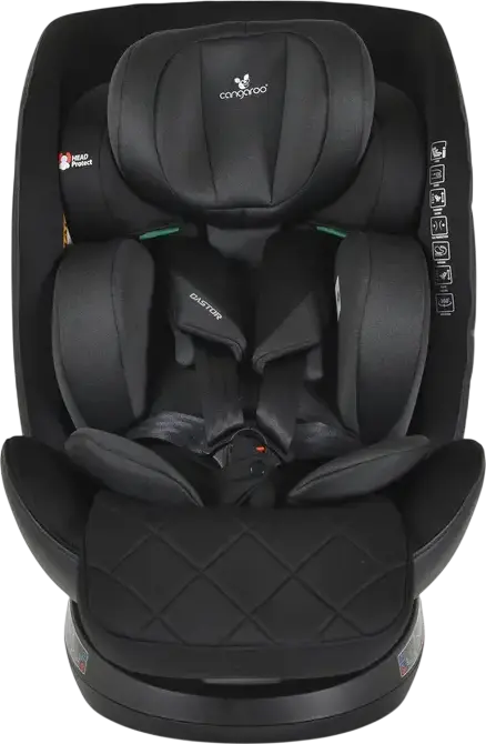 Cangaroo Castor i-Size 360 Universal Child Car Seat, Black, 0-36 kg, 40-150 cm, 0-12 Years, ISOFIX, 360 Degree Rotation, R129 Safety Standard, Side-Impact Protection