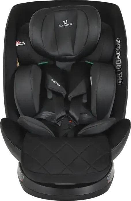 Cangaroo Castor i-Size 360 Universal Child Car Seat, Black, 0-36 kg, 40-150 cm, 0-12 Years, ISOFIX, 360 Degree Rotation, R129 Safety Standard, Side-Impact Protection