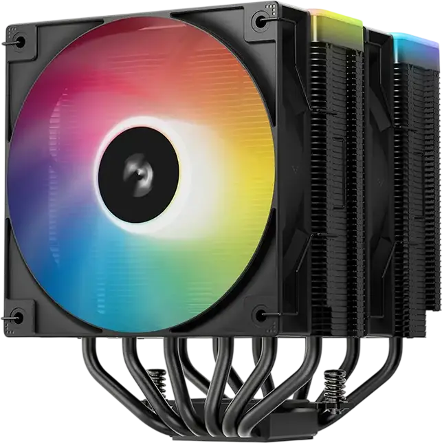 Cooler CPU Deepcool AG620 BK ARGB V2 Dual-Tower, 2 ventilatoare PWM de 120mm, 6 heat-pipe-uri de cupru, TDP 260W, iluminare ARGB, Negru