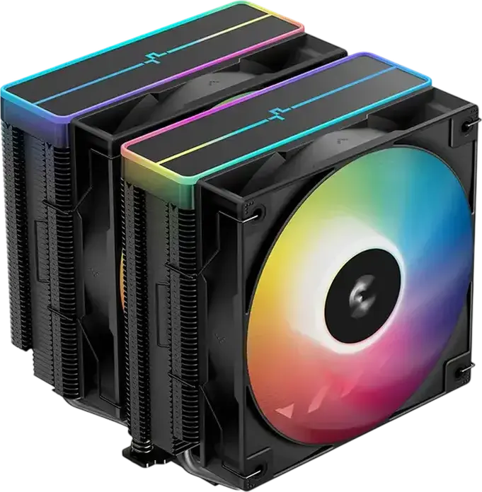Cooler CPU Deepcool AG620 BK ARGB V2 Dual-Tower, 2 ventilatoare PWM de 120mm, 6 heat-pipe-uri de cupru, TDP 260W, iluminare ARGB, Negru