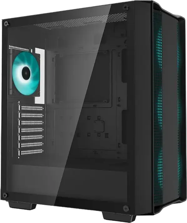 Carcasa Gaming Deepcool CC560 V2 Midi-Tower, Negru, Panou Lateral Sticla Calita, Fata Plasa, 4 Ventilatoare 120mm LED Albastre, Suport ATX/mATX/ITX