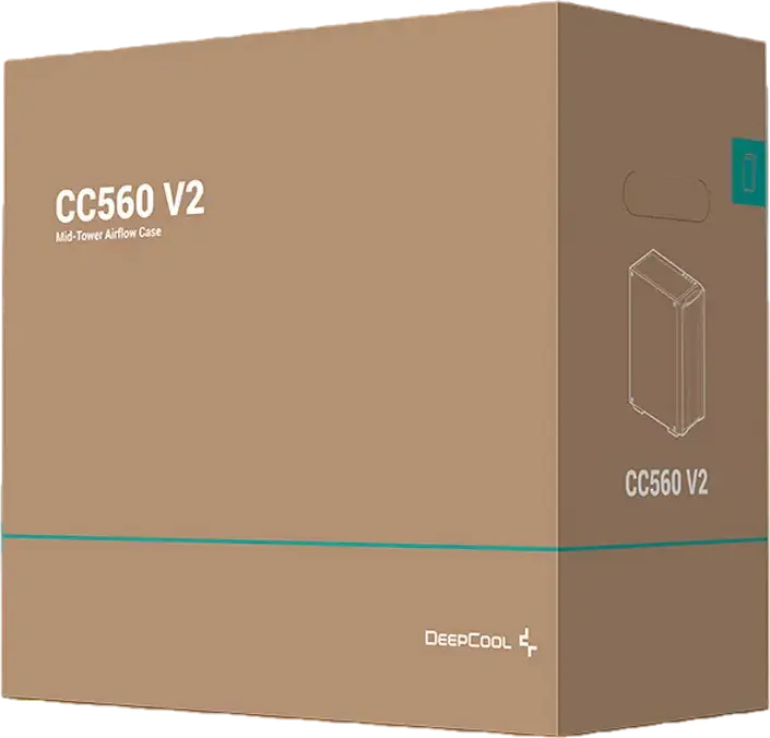 Carcasa Gaming Deepcool CC560 V2 Midi-Tower, Negru, Panou Lateral Sticla Calita, Fata Plasa, 4 Ventilatoare 120mm LED Albastre, Suport ATX/mATX/ITX