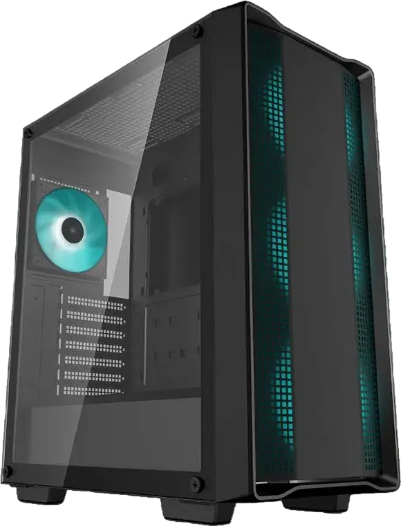 Carcasa Gaming Deepcool CC560 V2 Midi-Tower, Negru, Panou Lateral Sticla Calita, Fata Plasa, 4 Ventilatoare 120mm LED Albastre, Suport ATX/mATX/ITX
