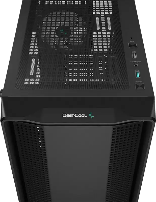 Carcasa Gaming Deepcool CC560 V2 Midi-Tower, Negru, Panou Lateral Sticla Calita, Fata Plasa, 4 Ventilatoare 120mm LED Albastre, Suport ATX/mATX/ITX