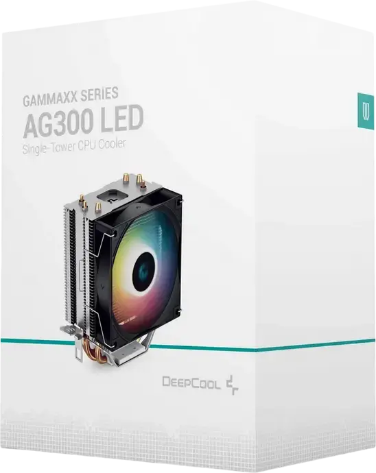 Кулер для процессора Deepcool AG300 LED, активное охлаждение, PWM вентилятор 92мм, 3 тепловые трубки 6мм Direct Touch, алюминиевый радиатор, RGB, TDP 150Вт, LGA1700/AM5