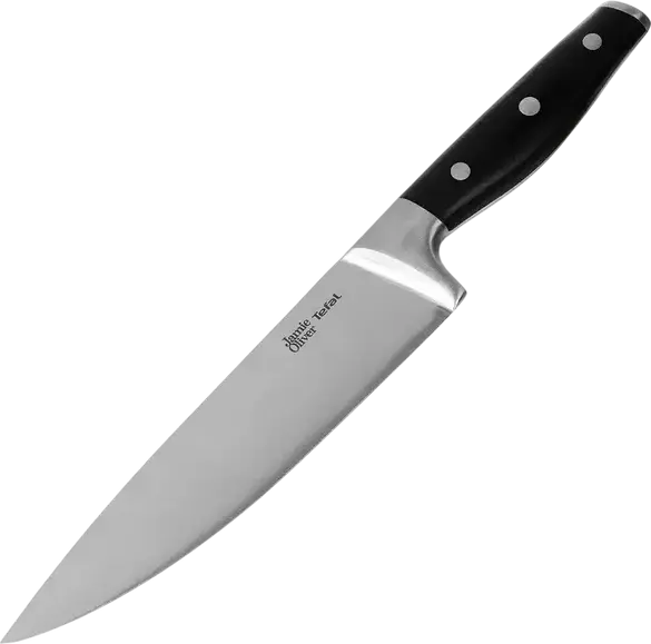 Поварской нож Tefal Jamie Oliver Home Cook K2670144, лезвие из немецкой нержавеющей стали 20 см с ледяной закалкой, пластиковая ручка, набор из 1 предмета
