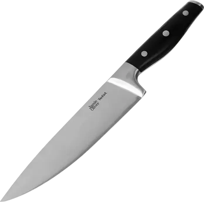 Поварской нож Tefal Jamie Oliver Home Cook K2670144, лезвие из немецкой нержавеющей стали 20 см с ледяной закалкой, пластиковая ручка, набор из 1 предмета