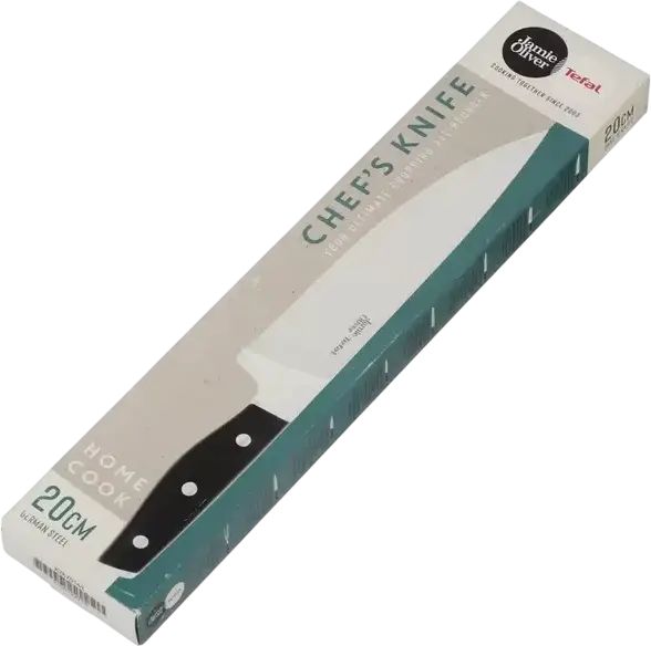 Поварской нож Tefal Jamie Oliver Home Cook K2670144, лезвие из немецкой нержавеющей стали 20 см с ледяной закалкой, пластиковая ручка, набор из 1 предмета
