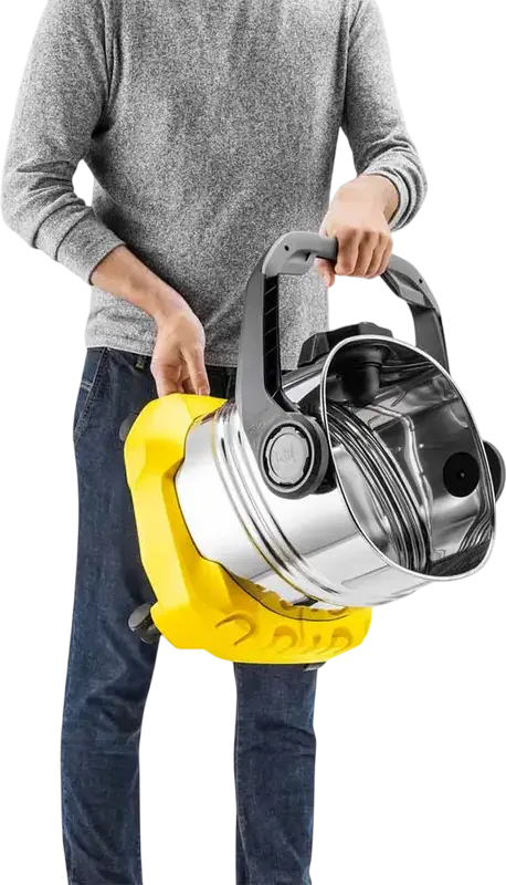 Karcher WD 5 S Wet & Dry Vacuum Cleaner, 1200W, 25L Stainless Steel Container, HEPA Filter, Blowing Function, with Floor Brush and Crevice Nozzle