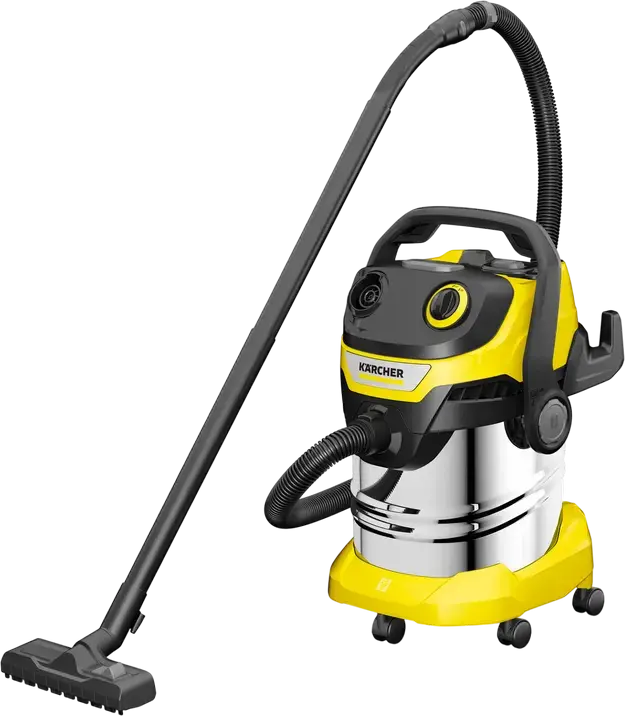 Karcher WD 5 S Wet & Dry Vacuum Cleaner, 1200W, 25L Stainless Steel Container, HEPA Filter, Blowing Function, with Floor Brush and Crevice Nozzle