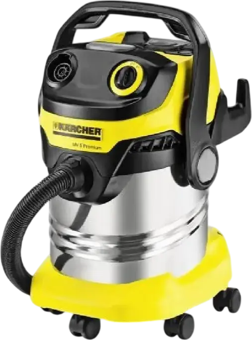 Karcher WD 5 S Wet & Dry Vacuum Cleaner, 1200W, 25L Stainless Steel Container, HEPA Filter, Blowing Function, with Floor Brush and Crevice Nozzle