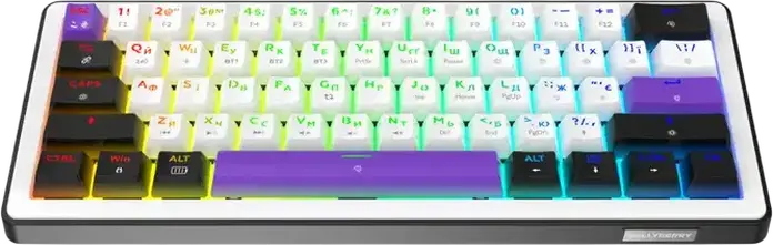 Tastatura Mecanica Wireless HATOR Hellyberry HK60 60% Ultra-Compacta, Wireless Tri-mode Bluetooth 5.3/2.4GHz/USB-C, Switch-uri Liniare Hot-swap, RGB, Alba