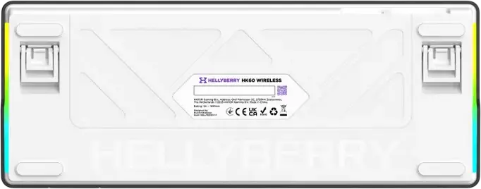 Tastatura Mecanica Wireless HATOR Hellyberry HK60 60% Ultra-Compacta, Wireless Tri-mode Bluetooth 5.3/2.4GHz/USB-C, Switch-uri Liniare Hot-swap, RGB, Alba
